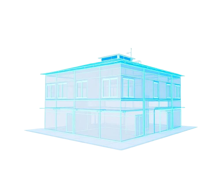 Wireframe 3D building model